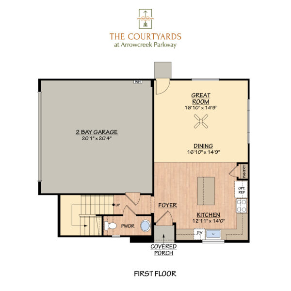 Illustrated floorplan of Plan 2 first floor.