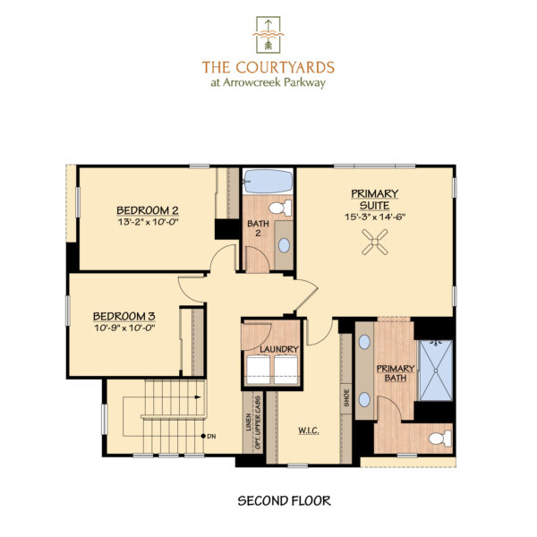 Illustrated floorplan of plan 2 second floor