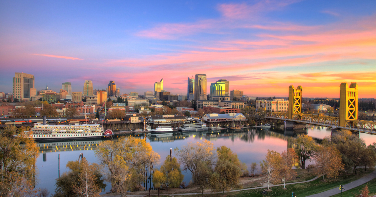 Old town Sacramento skyline