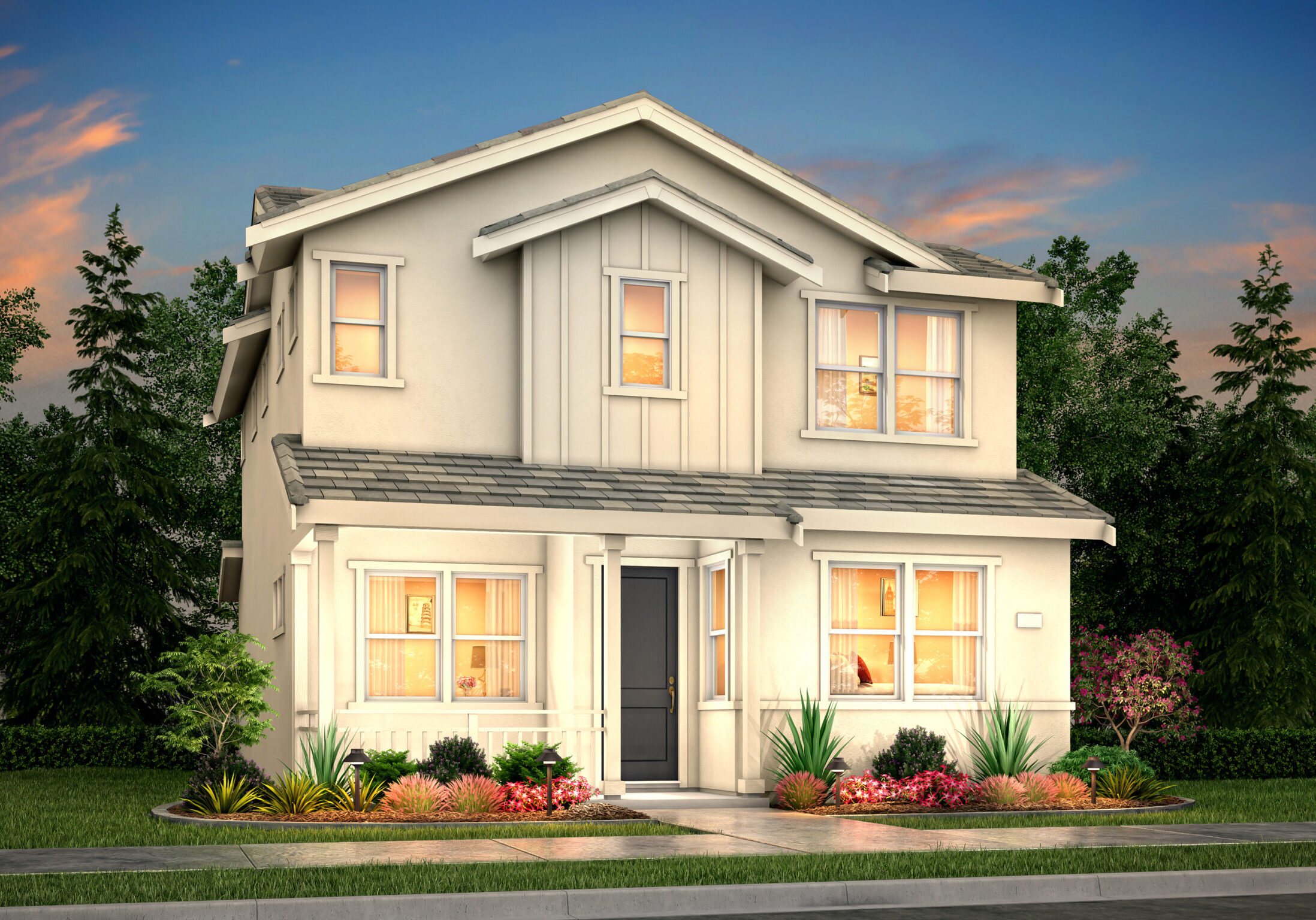 Exterior of the plan 1C Residence at Tim Lewis - Revival Woodland, Ca